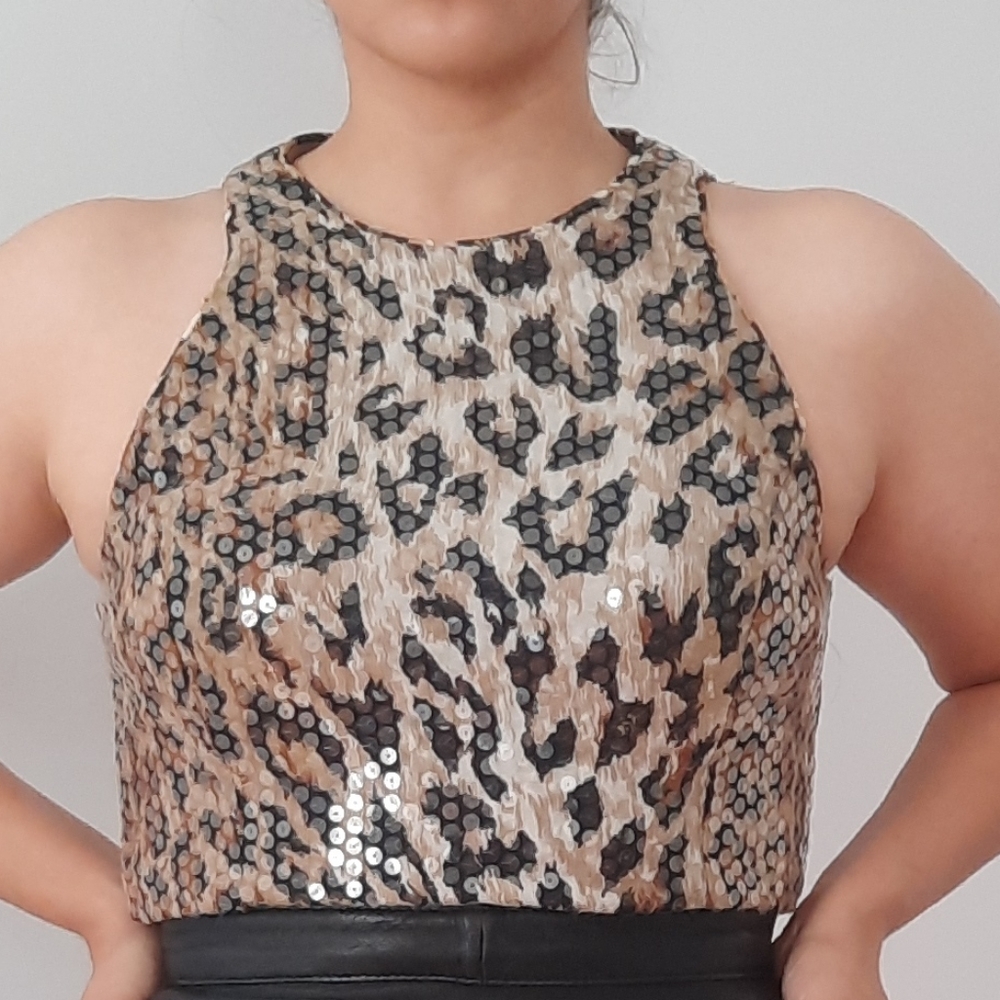 Vintage Cheetah Print Sequence Top - image 5
